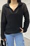 Women's Black Polo Neck Knitwear Blouse - 6