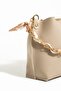 Women's Soft Leather 3-Compartment Handbag, Shoulder Bag with Scarf and Chain Accessories - 5
