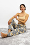 Women's Cotton Patterned Pajama Bottoms Sweatpants Gray Teddy Bear with Ribbon - 8