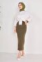 Khaki Women's Pencil Skirt Medium Straight Cut - 23054 - 4
