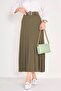 Belted Skirt - 23026-Haki