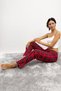 Women's Cotton Plaid Patterned Pajama Bottoms Sweatpants Red Blue with Ribbon - 8