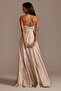 One Shoulder Beige Satin Long Evening Dress - F20135 - 2