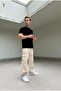 Baggy Beige Cargo Pocket Lace Detailed Trousers - 6