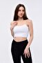 Women's White Crop Tank Top Blouse with Rope Straps and Chest Inserts - 2
