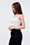 Women's White Crop Tank Top Blouse with Rope Straps and Chest Inserts - 5