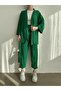 Women's Green Kimono Trousers Knitted Set