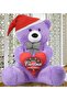 New Year's Special: Plush Bear with Printed Heart and Bow Tie in Hand-140 Cm - 2