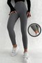 Women's Gray Fleece Inside Ribbed High Waist Tights