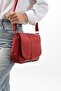 Red Women's Shoulder Bag with Genuine Leather Cover - 2