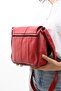Red Women's Shoulder Bag with Genuine Leather Cover - 3