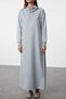 Gray Oversize Stand Collar Lace-Up Long Length Knitted Dress Tctss22Eb0132 - 4