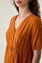 Orange Linen Dress - V-neck and Comfortable Fit - 4