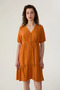Orange Linen Dress - V-neck and Comfortable Fit - 3