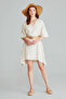 Striped Linen Textured Kimono -Ecru - 5