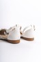 MONICA Buckle Orthopedic Comfortable Sole Stone Detailed Women's Ballerina Shoes KT White - 5