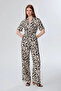Leaf Patterned Jumpsuit - Black - 3