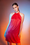 Red Mini Evening Dress with Flower Brooch Detail - 4