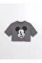 Mickey Mouse Printed Crew Neck Oversize Women's Crop Q - Short Sleeve - 4