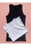 Cotton Ribbed 2-Piece Black and White Color Halter Neck Knitted Women's T-Shirt Undershirt