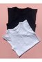 Cotton Ribbed 2-Piece Black and White Color Halter Neck Knitted Women's T-Shirt Undershirt - 2