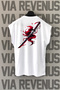 Katana Back Printed Zero Sleeve White Sports T-Shirt