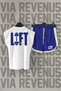 Lift Back Printed Zero Sleeve Crew Neck White Sports Tshirt and Blue Sports Shorts Set
