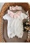 Summer Flamingo Embroidered Ruffle Collar Short Sleeved Footless Newborn Romper and Bandana - 3