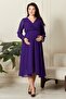 Maternity Double-Breasted Collar Belted Chiffon Dress Trendy Wedding Engagement Henna Purple