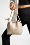 Women's Soft Leather 3-Compartment Handbag, Shoulder Bag with Scarf and Chain Accessories - 2