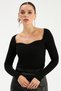 Women's Black Sweetheart Neck Knitwear Blouse - 5