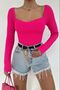 Women's Fuchsia Ribbed Knitwear Sweater