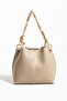Women's Soft Leather 3-Compartment Handbag, Shoulder Bag with Scarf and Chain Accessories - 3