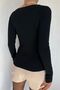 Women's Black Sweetheart Neckline Ribbed Knitwear Sweater - 9