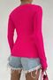 Women's Fuchsia Ribbed Knitwear Sweater - 7