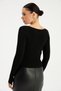 Women's Black Sweetheart Neck Knitwear Blouse - 6