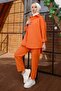 Straight Shirt Collar Women's Orange Tunic Pants - 10563 - 2
