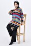 Black Knitwear Tunic and Trousers Set - Plain Medium Women - 21834