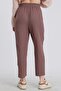 WOMEN'S Linen Textured BROWN PANTS WITH ELASTIC WAISTBAND 50826 - 4