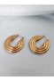 Steel Hoop Gold Earrings 4 cm - 2
