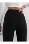 Women's Black Fleece Ribbed High Waist Tights - 6