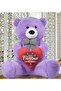 New Year's Special: Plush Bear with Printed Heart and Bow Tie in Hand-140 Cm - 3