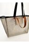 Heybes Women's Beige Honeycomb Patterned Transparent Large Size Beach and Shopping Shopper Tote Shoulder Bag - 3