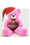 New Year's Special: 90 cm Plush Teddy Bear with Printed Heart and Christmas Hat in Hand - New Year's Themed