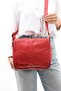 Red Women's Shoulder Bag with Genuine Leather Cover - 4
