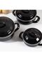 Enameled Black Mini Size 3 Piece Baby Food Milk Yogurt Cheese Soup Egg Breeding, Boiling Pot - 3