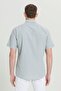 Men's Khaki Comfort Fit Relaxed Cut Button Collar Dobby Short Sleeve Shirt - 6