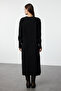 Black Balloon Sleeves Soft Textured Buttoned Knitwear Dress Tctaw25Eb00028 - 5