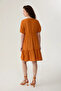 Orange Linen Dress - V-neck and Comfortable Fit - 5