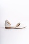 MONICA Buckle Orthopedic Comfortable Sole Stone Detailed Women's Ballerina Shoes KT White - 6